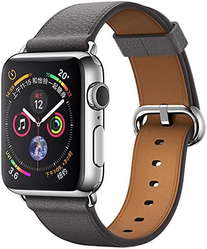 yuemizi Genuine Leather Watch Band Wrist Straps For Apple Watch Series 4 40MM (Gray)