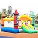 Costzon Inflatable Bounce House, Castle Jumper Slide Mesh Walls, Kids Party Jump Bouncer House w/Repairing Kit, Stakes, Carry Bag Without Blower (Crayon Theme)