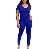 Lounge Sets for Women 2 Piece Summer Casual Jogger Workout Outfits Short Tops Long Pant Sweat suit leggings set
