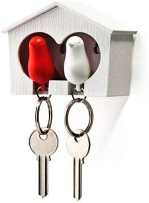Topways® Novelty Duo Sparrow Wood Bird House Key Holder & Sparrow Bird
