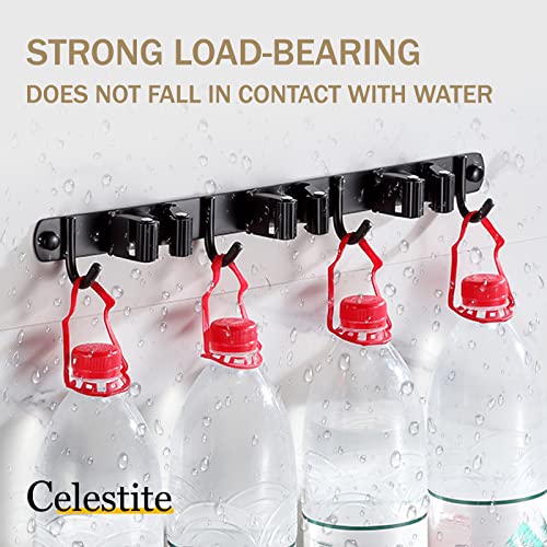 Celestite Mop and Broom Holder Wall Mount, 1+1 Pack Broom Organizer Wall Mount, Stainless Steel Broom hanger, Heavy Duty Broom Holder for Laundry Room, Garden, Garage, Bathroom