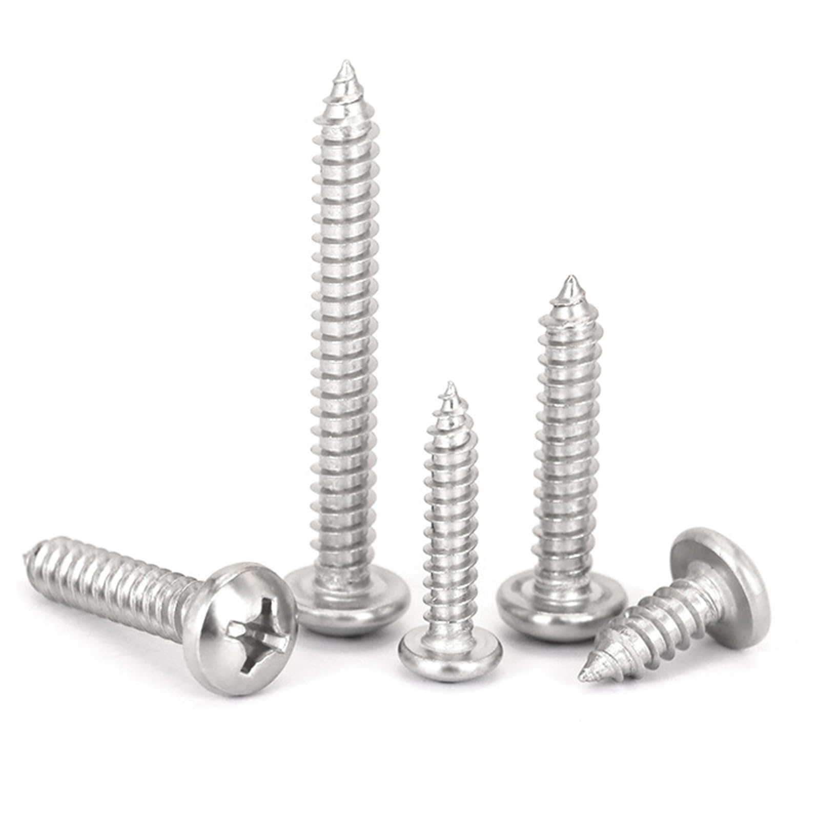 Leliafleury 100Pcs Self Tapping Screws M3 x 12mm Stainless Steel Round Head Wood Screws for Plastic Wood Drywall Furniture