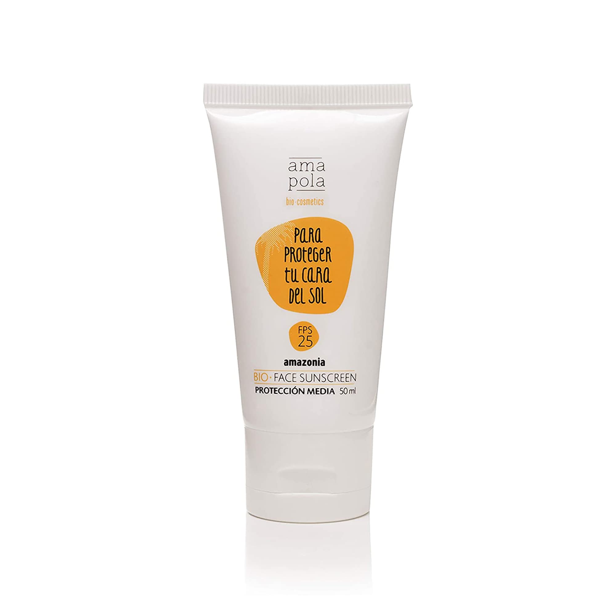 AMAPOLA BIO-COSMETICS - Vegan Mineral Facial Sunscreen SPF 25 - Ecocert Certified, Zinc Oxide Physical Filter, Moisturizing & Nourishing, Eco-Friendly & Organic Ingredients, 50ml