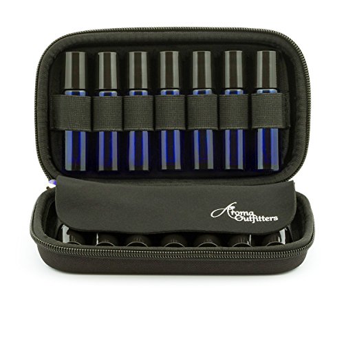 Aroma Outfitters Essential Oil Carrying Case. Premium Storage Protection & Organizer for Roller Bottles. Carry Case Protects up to 14 Roller Balls and Sample Drams - Perfect for Travel (Black)