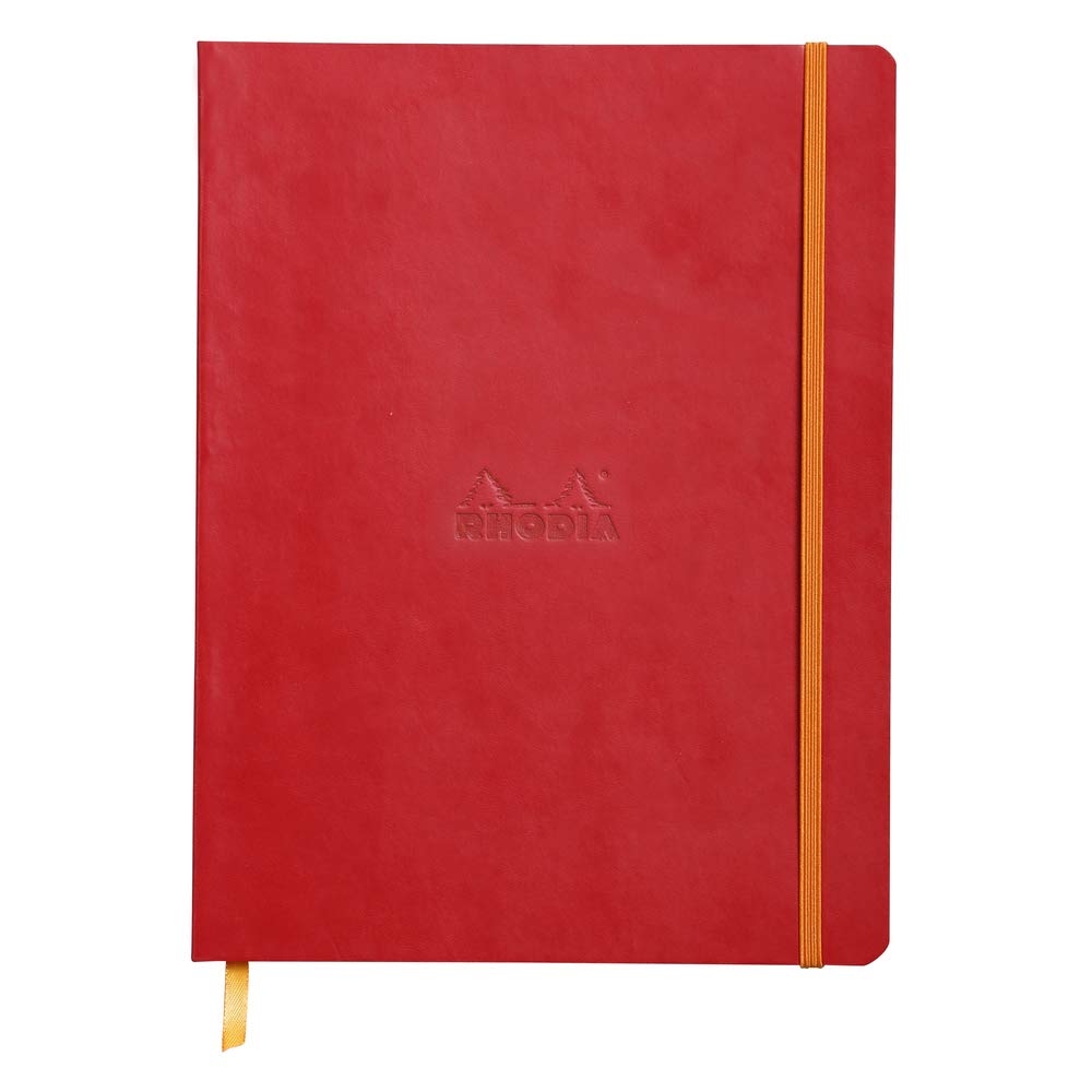 RHODIA 117513C - Poppy Soft Notebook - 19x25 cm - Lined - 160 pages - Clairefontaine Ivory Paper 90 g/m - Bookmark, Elastic Closure - Faux Leather Cover - Rhodiarama Collection โ image 1