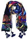 NKTM Twill Cotton Pashmina Shawl Wrap Tibet Elements & Paisley Pattern Scarf