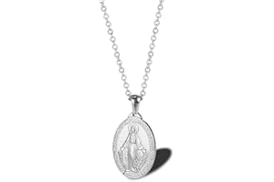JczR.Y Virgin Mary Necklace Miracle Medal Necklace Stainless Steel Coin Virgin Mary Pendant for Women Religion Jewelry
