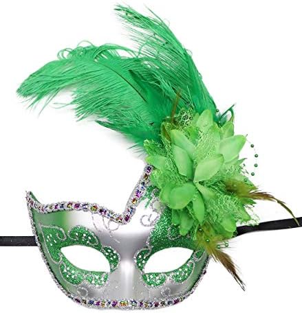 Women's Feather Masquerade Mask Venetian Halloween Mardi Gras Costumes Party Ball Prom Mask