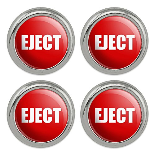 Red Eject Button Design Funny Metal Craft Sewing Novelty Buttons - Set of 4
