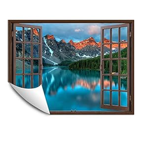 Wall Murals for Bedroom Fake Window Beach Brown Window Removable Wallpaper Peel and Stick Wall Stickers - 24x32 inches
