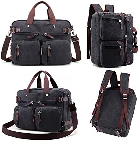 RYOMI Laptop Backpack Convertible Messenger Bag Laptop Case Shoulder Bag for Men and Women Multi-functional Business Office Briefcase Handbag Black