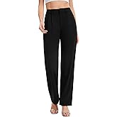 Wanduyini High Waisted Work Dress Pants for Women Straight Leg Business Casual Trousers with Pocket