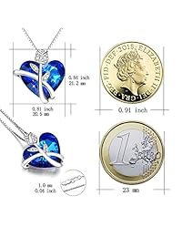 AOBOCO - Collar de plata de ley con forma de corazón para mujer, cristales de Swarovski azules, diseño de rosas, regalo de aniversario, cumpleaños, para hija, amante, sobrina, esposa, novia, hermana, amiga