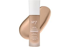 No7 Lift & Luminate Triple Action Serum Foundation - Liquid Makeup with SPF 15 for a Dewy, Glowy Base - Radiant Formula for Mature Skin - Cool Ivory (1 Fl Oz)