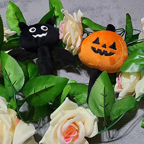 Halloween Dog Toys for Small Dog, 2pcs Dog Teething Toys for Puppy Aggressive Chewer, in Cute Pumpkin and Bat Shaped, Soft Plush Dog Stuff Chew Toy for Puppies Playing