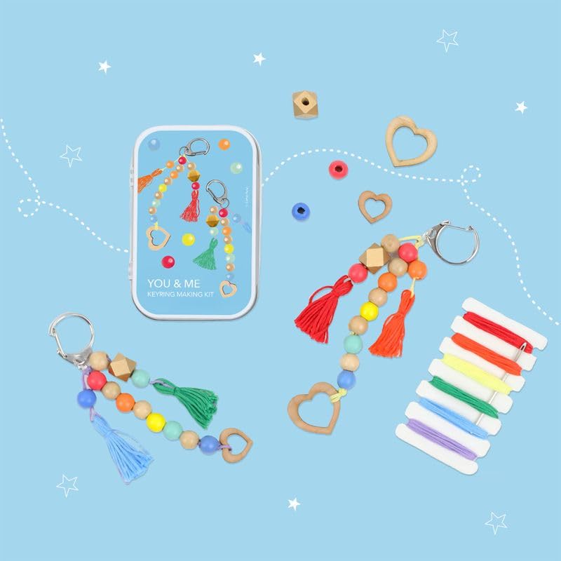 COTTON TWIST Kids 'You and Me' Tassel Keyring Making Gift Kit - Unisex Children Creative Keychain Designing Craft Play Set for Boys and Girls