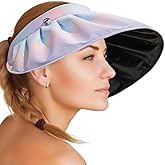 OULIGET Wide Brim Sun Visor Hat for Women, Foldable UV Protection Beach Cap, Summer Ponytail Hat with Gradient Color, Lightweight Sun Hat for Outdoor, Travel, Golf