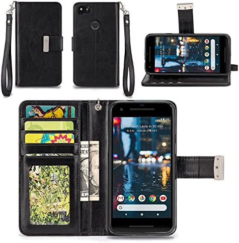 Google Pixel 2 Case - IZENGATE [Classic Series] Wallet Cover PU Leather Flip Folio with Stand (Black)