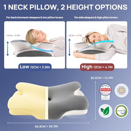 MULISOFT Memory Foam Pillow, Comfortable Pillow, Supportive Neck pillow, Ergonomic side sleeper pillow (GREY)