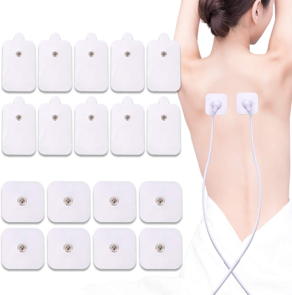 40 PCS TENS Machine Pads, EMS Pads 2 Sizes Reusable Upgraded SelfStick