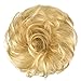 FESHFEN Human Messy Buns - 100% Human Hair Bun Real Scrunchies Hair Pieces Ponytail Extensions Wavy Tousled Updo Chignon Hairpieces for Women, Light Blonde