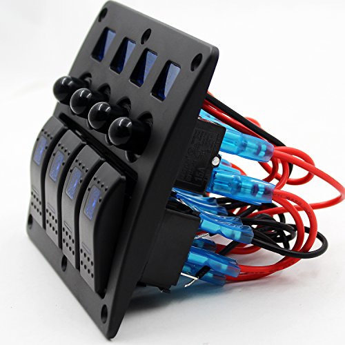 FXC Waterproof 4 Gang Rocker Switch Panel 12V/24V Circuit Breaker LED Rocker Indicator for RV Car Marine Boat ¡­ - Thumbnail 4