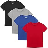 Juephe 4 Pack Boys/Youth/Kids Quick Dry Sports Tee Shirt Mesh Moisture Wicking Active Athletic T-Shirt(4-18Years)