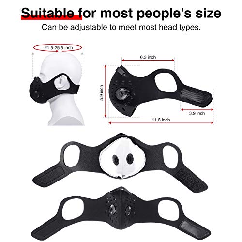 Baban Dust Breathing Mask, Activated Carbon Dustproof Mask, 2 Breathing Mask with 6 Extra Carbon N99 Filters for Pollen Allergy Woodworking Mowing Running Cycling Outdoor Activities(Black and Gray) - Thumbnail 5