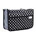 Periea Chelsy Purse Organizer Insert with Handles & 13 Pockets - 3 Sizes (Black with White Dots, Small)