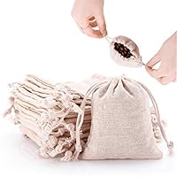 50pcs Small Cotton Double Drawstring Bags Reusable Muslin Cloth Gift Candy Favor Bag Jewelry Pouches for Wedding DIY Craft Soaps Herbs Tea Spice Bean Sachets Christmas, 4x4.5 inch