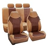 FH Group PU160BROWNBEIGE115 Brown/Beige PU Textured High Back Leather Seat Cover (Airbag Compatible and Split Bench)