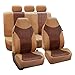 FH Group PU160BROWNBEIGE115 Brown/Beige PU Textured High Back Leather Seat Cover (Airbag Compatible and Split Bench)