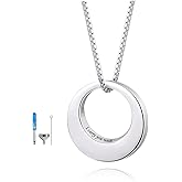 Jinlou Circle of Life Urn Necklace for Ashes - 925 Sterling Silver Always in My Heart Sterling Silver Cremation Urns Pendant Eternity Memorial Necklaces for Women