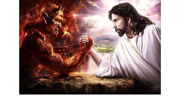 Tomorrow Sunny The God Vs The Devil Fantasy Poster Art Wall Pictures For Living Room Canvas Fabric Cloth Print Amazon Ca Home