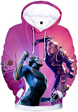 YLYX 3D Printing Game Cartoon Hooded Sweater Hoodie Loose Version Gifts for Boys Girls Kids Jacket with Hat Long Sleeve Plus Velvet Leisure Winter Sports Coat Cotton7 8 9 10 11 12 13 14 15,F11,XS