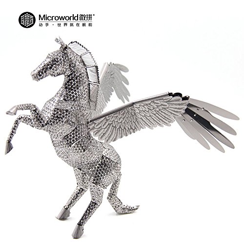 2016 Microworld 3D Metal Puzzle Pegasus Fly Horse Model Z004 DIY 3D Laser Cut Jigsaw Toys For Audit - Silver