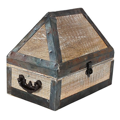 storeindya Regalos Caja de joyería de Madera Recuerdo Caja de la baratija Organizador del Cofre de Almacenamiento (Antique Treasure Box)