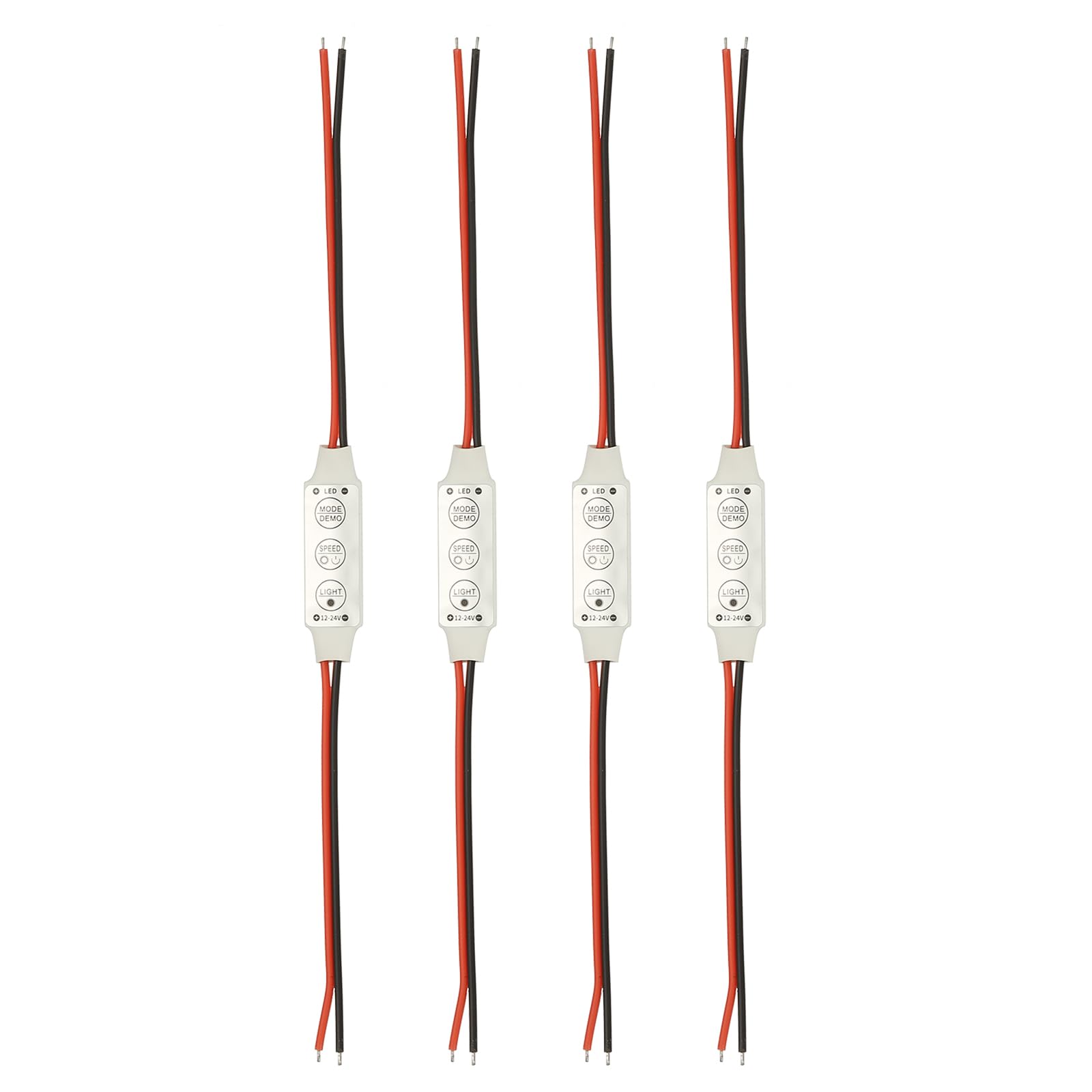 Photo 1 of MECCANIXITY LED Strip Controller, DC 12V to 24V 6A 3 Keys Mini Brightness Adjustable Dimmer Lamp Switch for Single Color Strips, Pack of 4