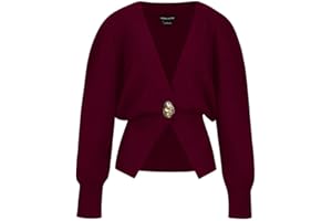 URBAN REVIVO Women Knitted Cardigans Long Sleeve V-Neck Lightweight Sweater One Leaf Button Down Outwear