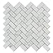 Carrara White Italian (Bianco Carrara) Marble 1 X 2 Herringbone Mosaic Tile, Honed