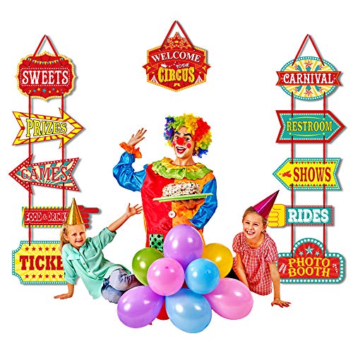 Katumo Carnival Decorations 11 Pcs Large Circus Carnival Signs Laminated Circus Theme Party Signs Carnival Party Supply Decor Paper Cutouts With Glue Point Dots And 2 Ropes Pricepulse