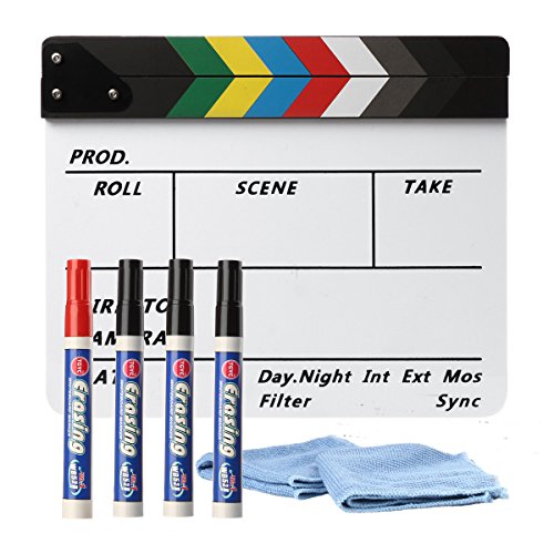 Director s movie clapper board with 6pcs dry erase set,…