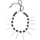 USHOBE Savage Necklace for Men with Fangs Pendant and Beads 11.81 Inch Comfortable Cosplay Accessory for Halloween Fancy Dress up Party