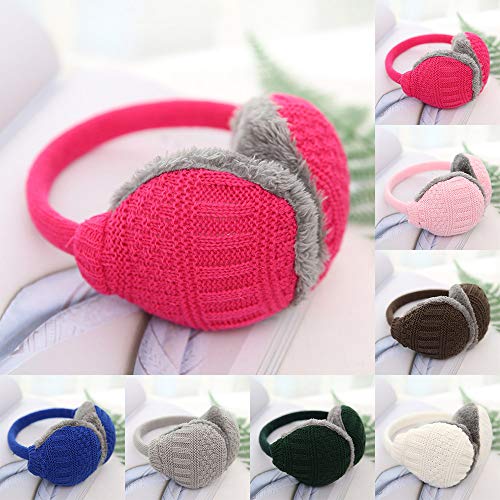 callm Unisex Knit Earmuffs Faux Furry Earwarmer Winter Outdoor Earmuffs Keep Your Ears Warm (Hot Pink)