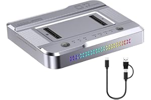 Cenroelon Dual-Bay M.2 SSD Docking Station with RGB M.2 NVME NGFF SSD Docking Station USB3.2 GEN2 Type C 20Gbps Data Transfer