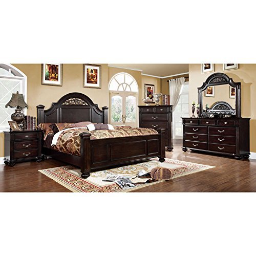247SHOPATHOME IDF-7129EK-6PC Bedroom-Furniture-Sets, King, Walnut