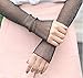 2 Pairs (Black + Grey) Women Girls Dual-use Mesh Lace Sunscreen Arm Cooling Sleeves Gloves Sun Block UV Protection Long Arm Calf Thin Leg Socks Cover Cuffs for Indoor Outdoor Activitiesthumb 4