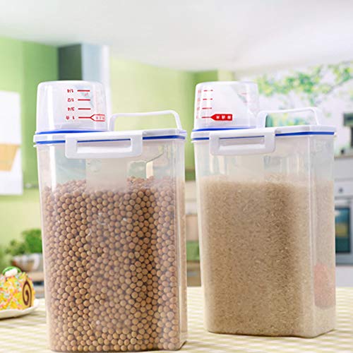JISETY 2L Plastic Kitchen Food Storage Box Ornament Bins Cereal Grain Bean Rice Dispenser Container