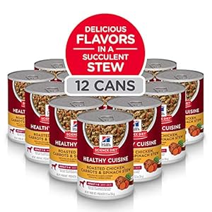 Hill’s Science Diet Wet Dog Food, Adult, Healthy Cuisine, Roasted Chicken Carrots & Spinach, 12.5 oz. Cans, 12-Pack