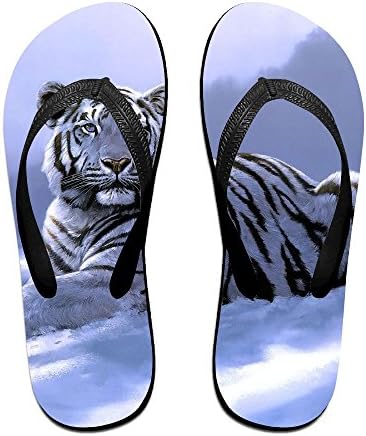 Couple Flip Flops Snow Tiger Print Chic Sandals Slipper Rubber Non-Slip Spa Thong Slippers